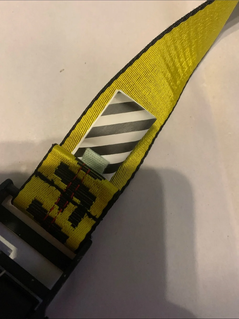 Off-White Yellow Industrial Web Belt with Black Buckle